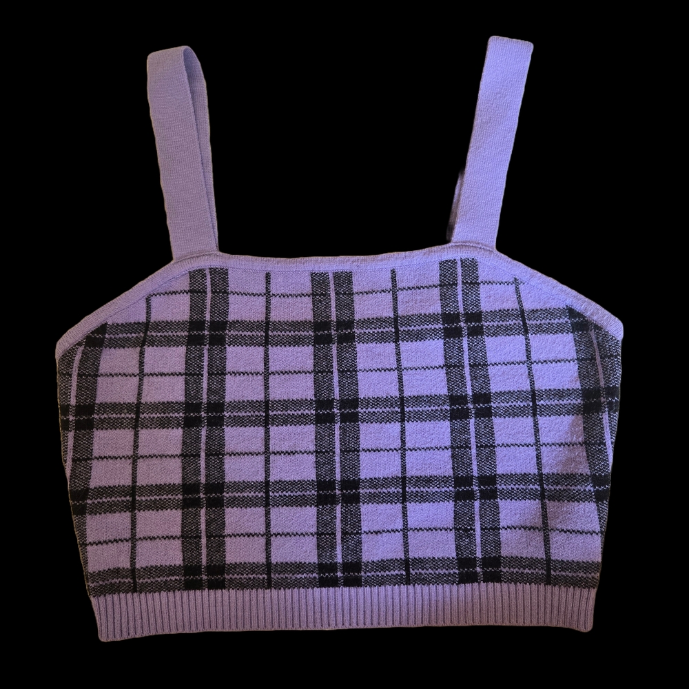 Plaid Women's Top in Purple and Black